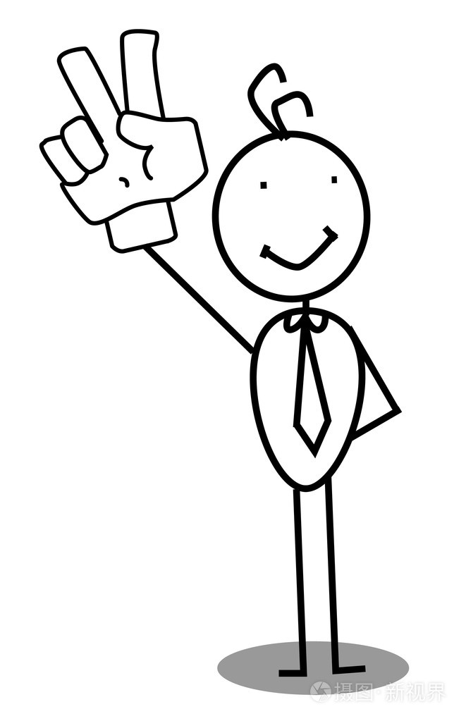 商人胜利手势插画-正版商用图片0w07u7-摄图新视界