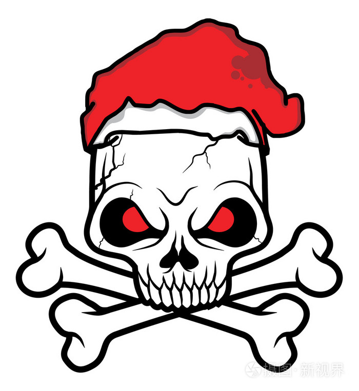 黒の白い头盖骨の头