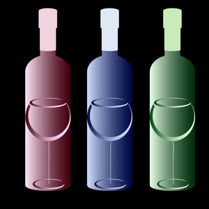 颜色瓶子和个酒杯