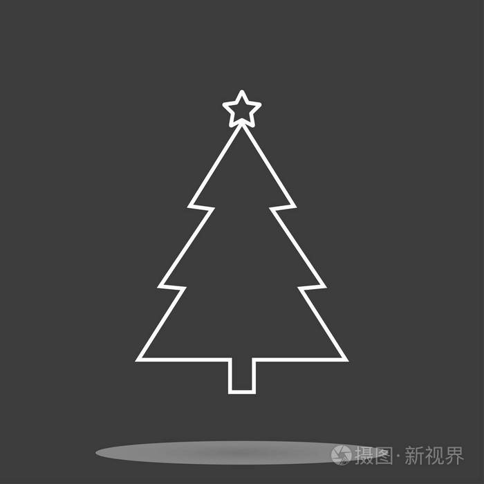 圣诞树图标的轮廓和新的一年，时尚矢量插画，Eps10