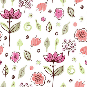 与涂鸦风格的春天的花朵图案照片
