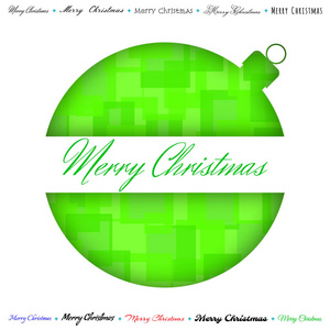 圣诞快乐的圣诞纸绿色贺卡，与切球形式，颜色修补程序在背景上。矢量
