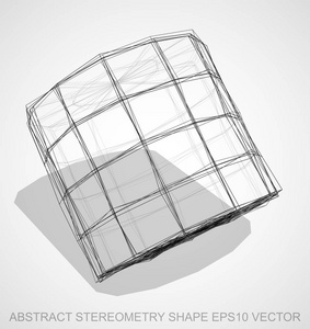 抽象的立体几何形状 水墨速写缸。手绘 3d 多边形缸。10，Eps 矢量