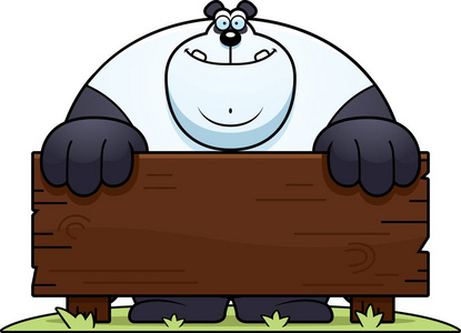 卡通熊猫木标志