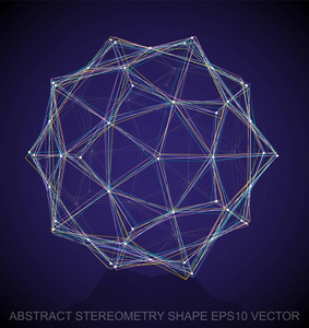 抽象的立体几何形状 多色速写十二面体。手绘 3d 多边形十二面体。10，Eps 矢量