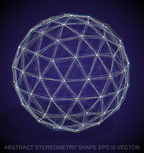 抽象的立体几何形状︰ 多色速写球体.手绘 3d 多边形球面.