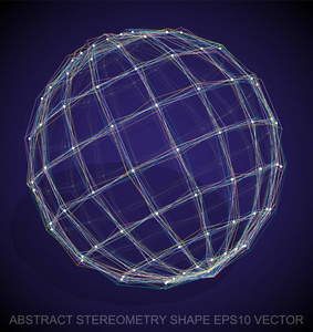 抽象的立体几何形状 多色速写球体。手绘 3d 多边形球面。10，Eps 矢量