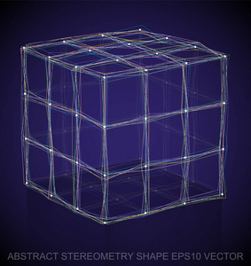 抽象的立体几何形状︰ 多色速写多维数据集.