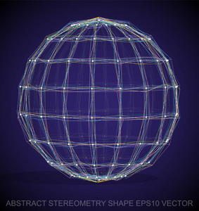 抽象的几何形状 多色速写球体。手绘 3d 多边形球面。10，Eps 矢量