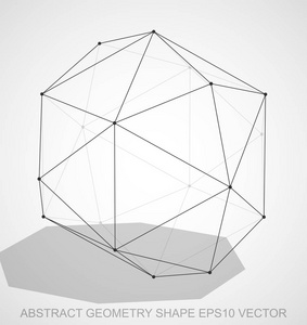 八面抽象的立体几何形状 黑色速写八面体.手绘 3d 多边形八面体.