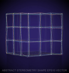 抽象的立体几何形状 多色速写多维数据集。手绘 3d 多边形多维数据集。10，Eps 矢量