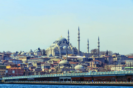 伊斯坦布尔加拉塔大桥为背景，清真寺的名片