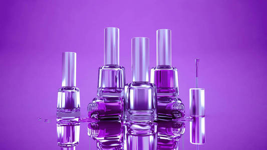 紫色，紫色，紫色时尚金色背景与瓶