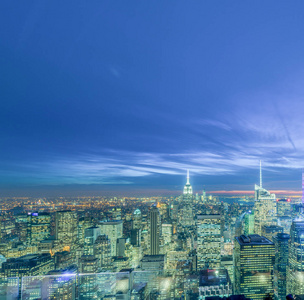 纽约曼哈顿的日落时段的视图