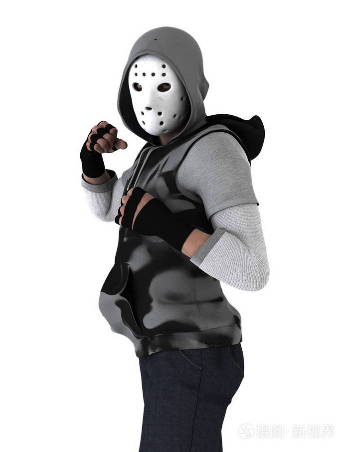 3dcg渲染的曲棍球面具人