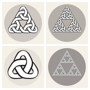组的四维矢量凯尔特人交织线三角结设计元素照片
