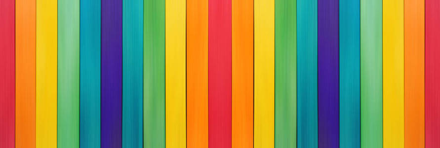 栅栏木制彩虹多姿多彩的木制带纹理的背景使用