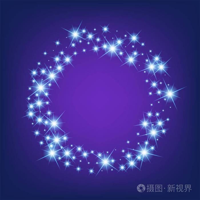 创意概念向量集的发光光效果孤立在黑色背景上闪烁着星星阵阵插画艺术