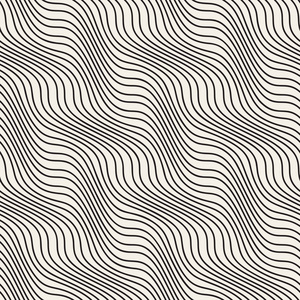 波浪纹波的条纹。矢量无缝黑色和白色花纹