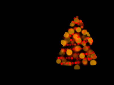 圣诞树从五颜六色的 bokeh 在黑色背景