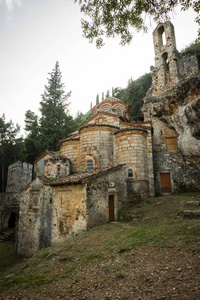 拜占庭帝国城堡 Mystras 镇的废墟