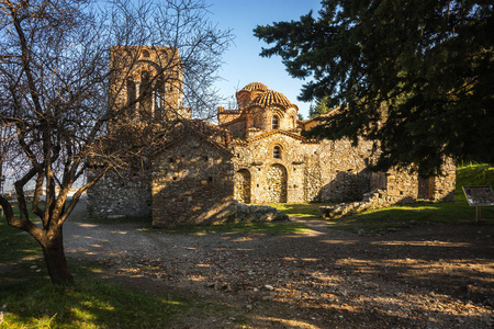 拜占庭帝国城堡 Mystras 镇的废墟