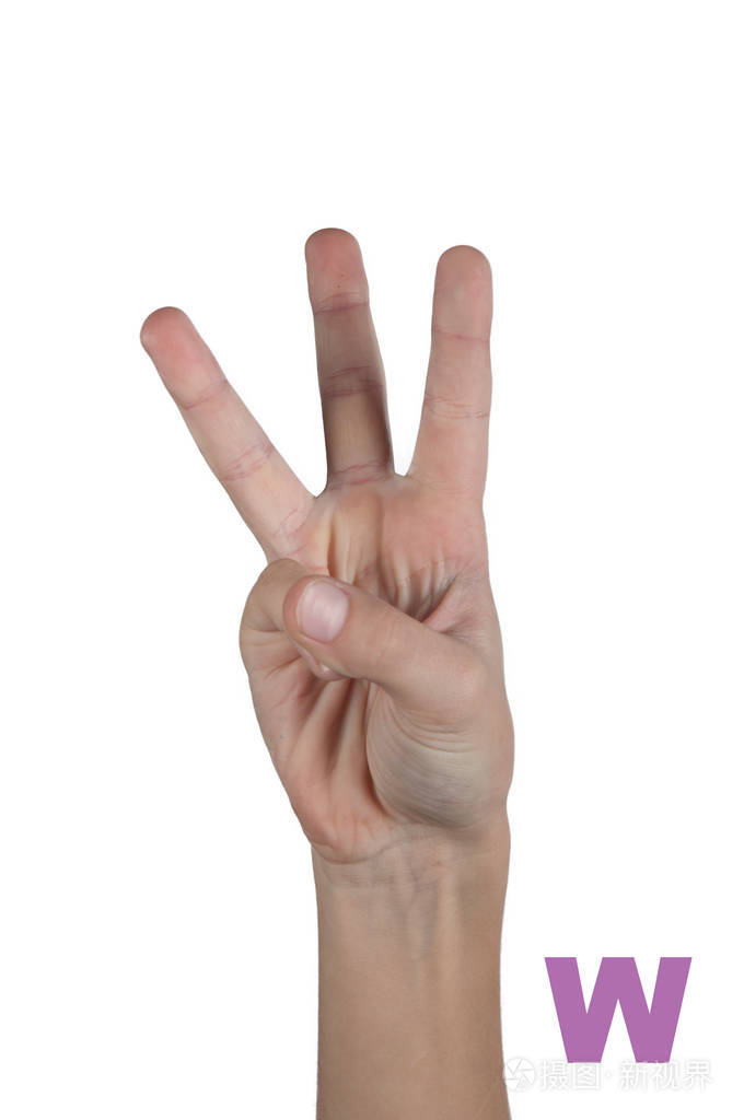 人的手和三个手指朝上孤立白