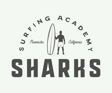 复古冲浪标志, 标志, 徽章, 标签, 标记照片