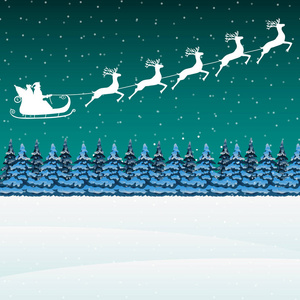 圣诞老人乘坐驯鹿雪橇线束中
