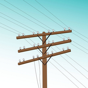 矢量图像的旧电线杆图片