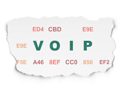 Web 设计概念 Voip 撕裂纸张背景上