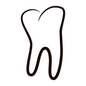 人类牙齿的图标设置为牙科医学临床孤立在白色背景。线性的牙医徽标。矢量