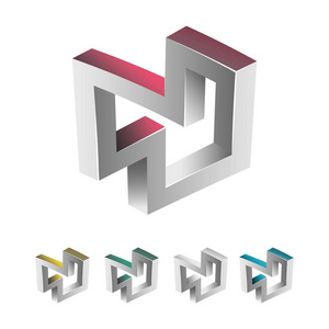 白色背景.炫彩时尚创意标志与光学错觉.悖论的元素.