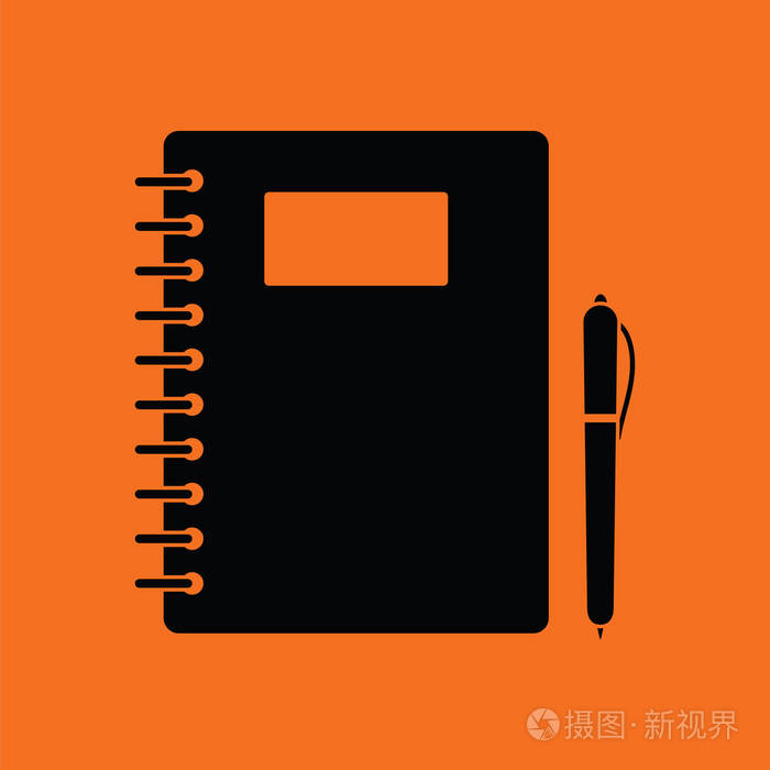 与钢笔图标的练习本