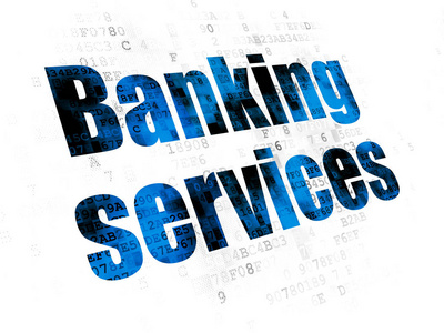 银行概念 数字背景上的银行服务
