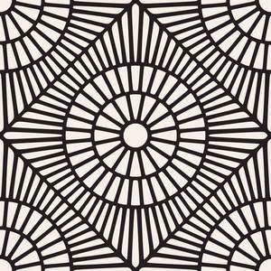 矢量无缝黑色和白色圆形花边装饰图案