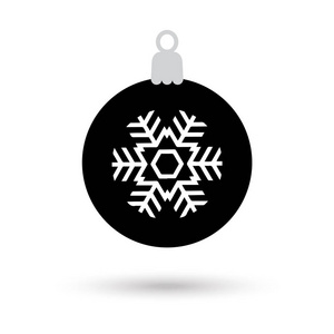 圣诞球图标。圣诞快乐，新年节日快乐卡装饰 2017年假日冬季符号。矢量的贴纸。冬天的图标。圣诞球以雪花 Web 按钮