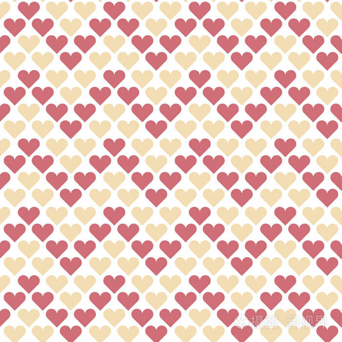 情人节无缝圆点几何图案用的心简单可爱心形形状可重复图案的织物包装