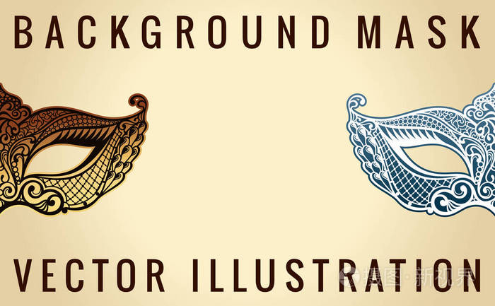 美丽的旗帜掩码的花边.狂欢节矢量背景