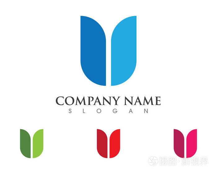 u 字母标识业务模板矢量图标