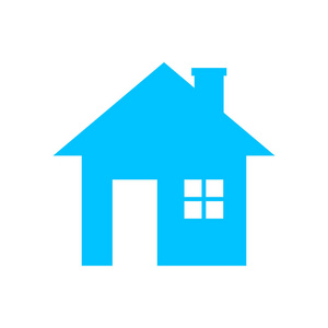 白色背景上的蓝色的房子图标