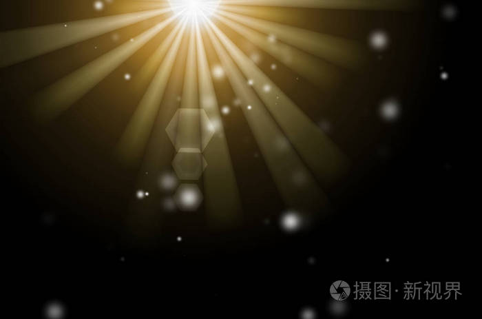 抽象五颜六色的bokeh和阳光在黑色背景