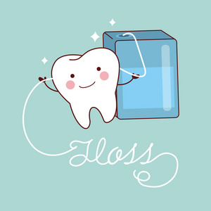 牙线清洁卡通图片