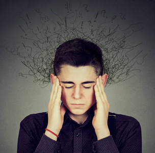 担心强调人与大脑融进线问号照片