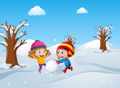 在雪中玩耍图片