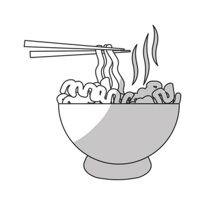 从上面的荞麦面面条的标志设计,插图 eps 10美味的米饭面条与虾特写
