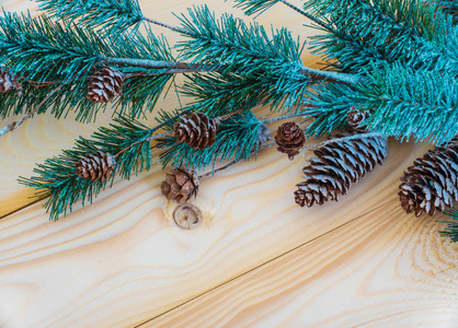 圣诞装饰在木背景