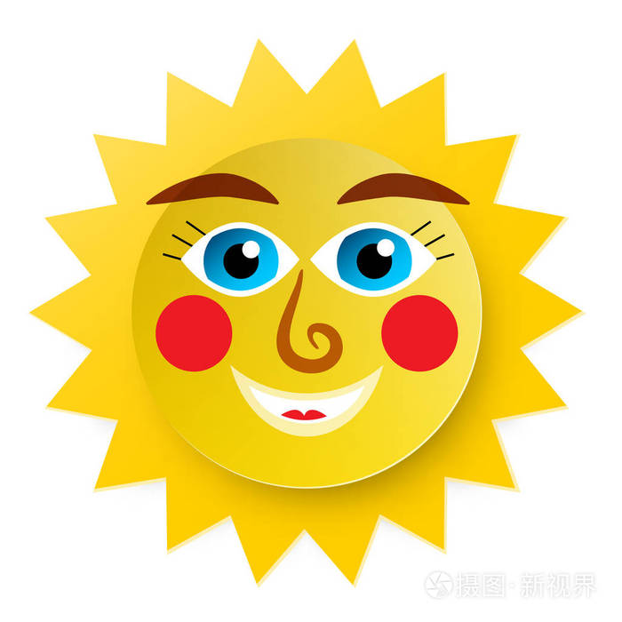 时髦的太阳卡通剪纸的抽象矢量符号