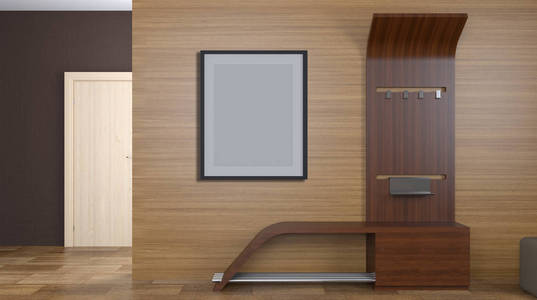 家具的概念。门厅家具。3d 渲染