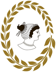 手绘装饰标志与古希腊妇女的头